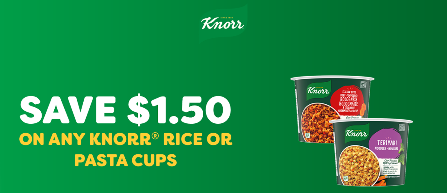 Knorr coupon Canada – Save $1.50 on Knorr Rice or Pasta Cups
